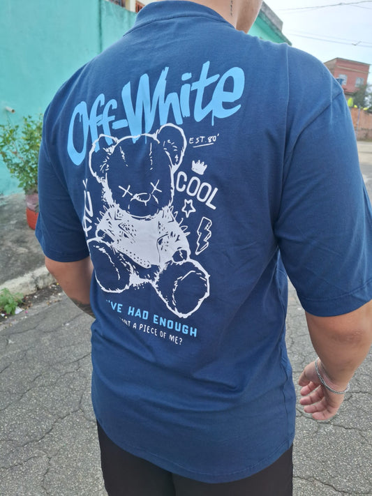 Camisa Oversized Off-White Azul-Marinho